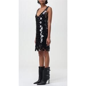 Paco Rabanne Black and Silver Midi Dress